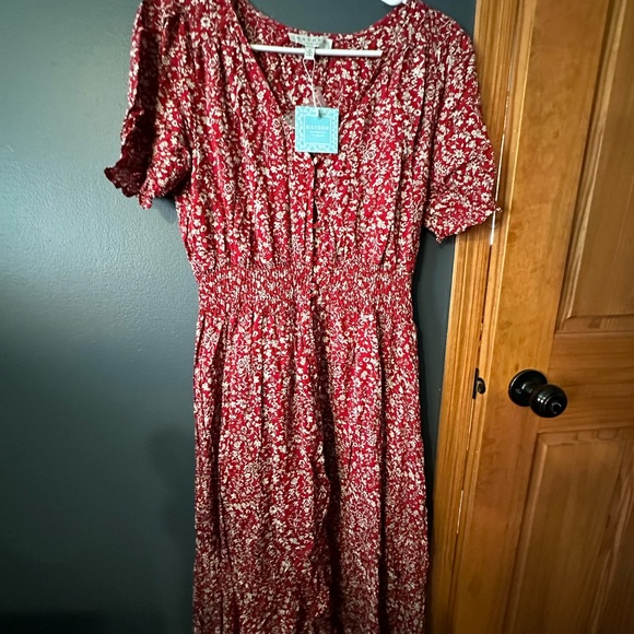 NWT Hayden Los Angeles Red Floral Maxi Dress - Picture 2 of 5